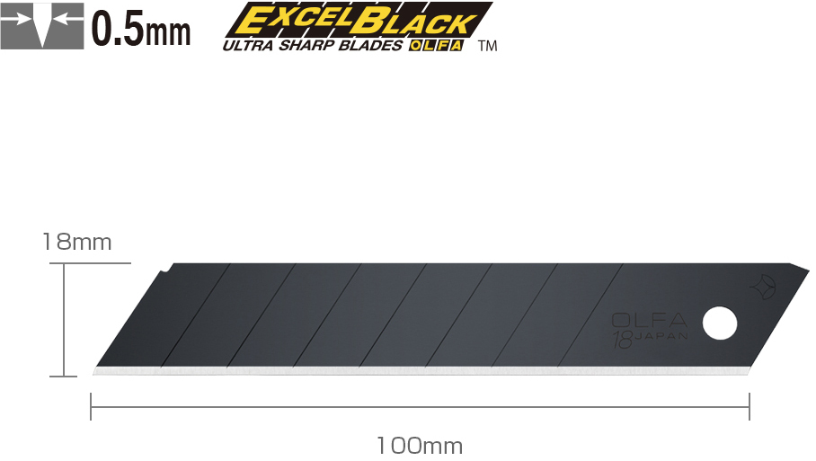 Сегментированное лезвие Black Max 18 мм OLFA OL-LBB-10B, 10 шт - фото